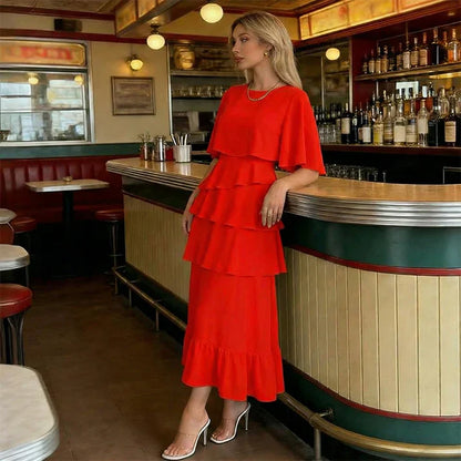 Macarena - Vestido elegante con mangas de volantes en capas