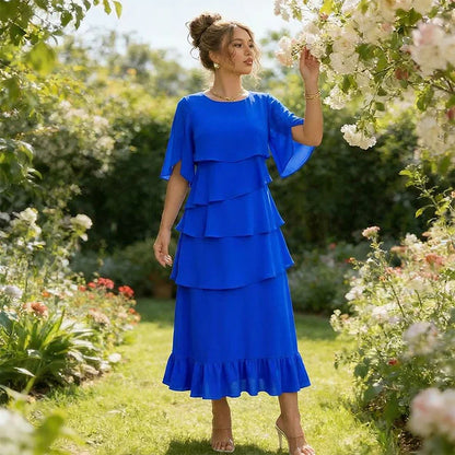 Macarena - Vestido elegante con mangas de volantes en capas