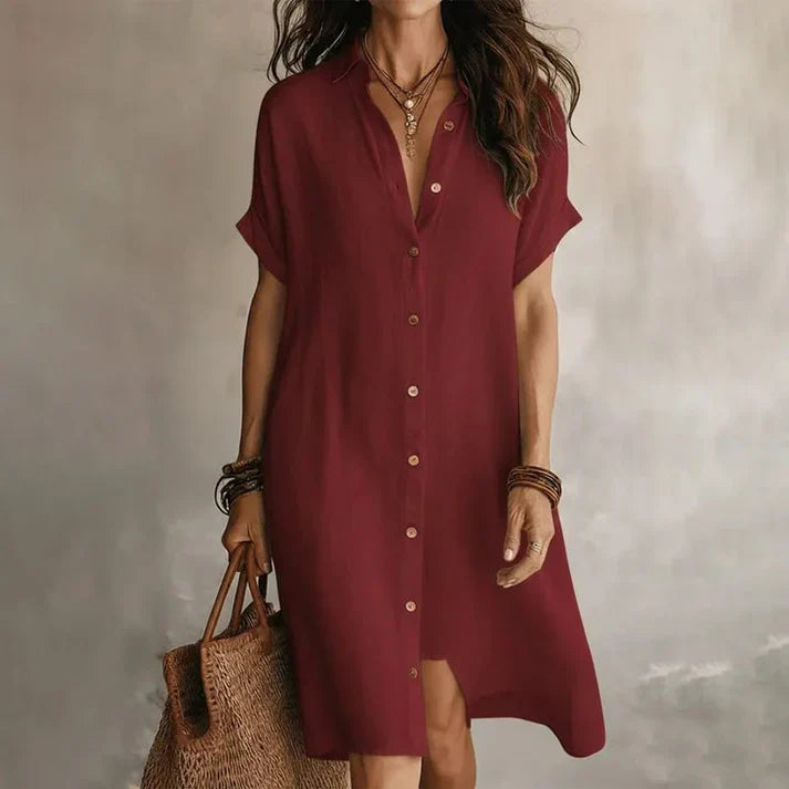 Daniela - Vestido camisero de manga corta