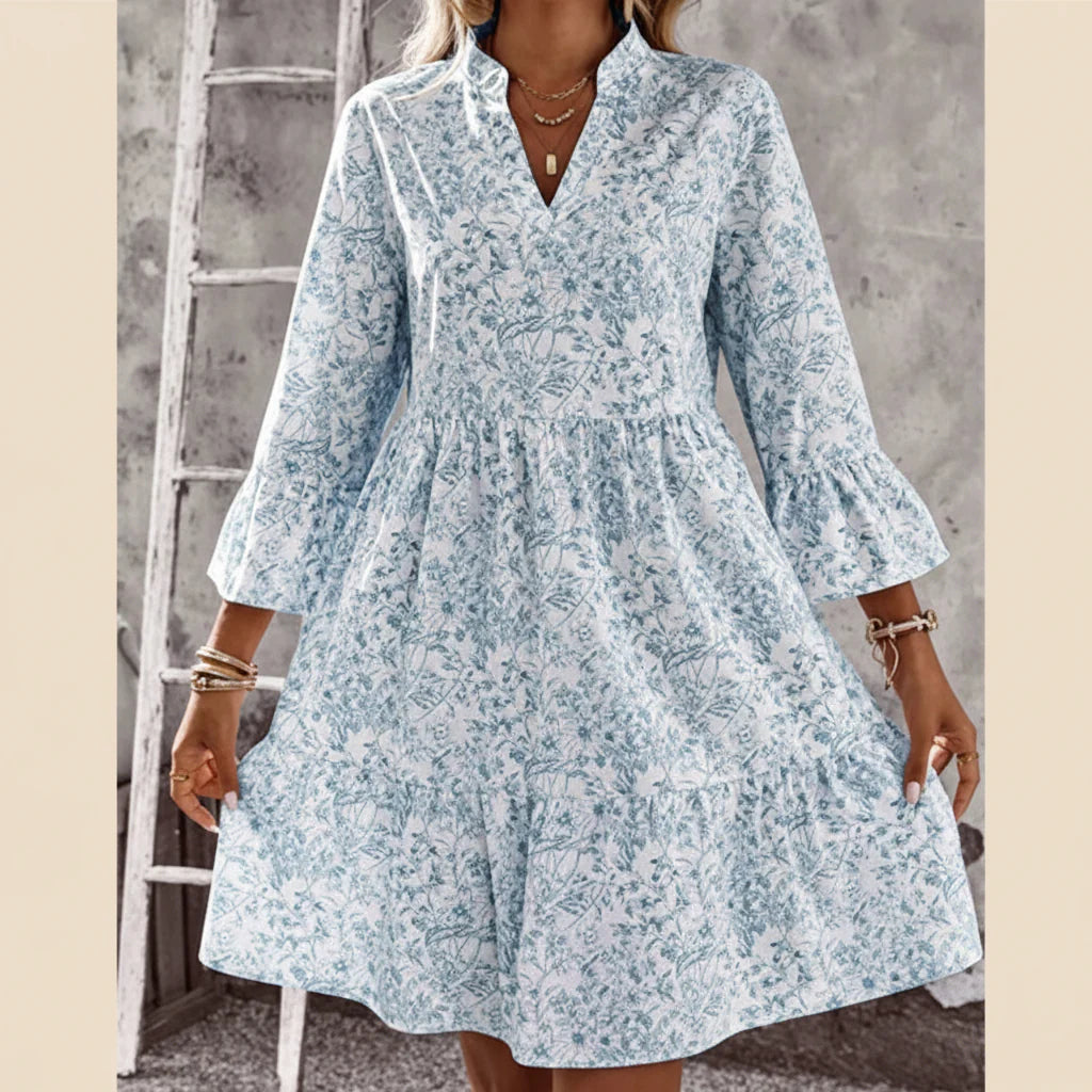 Gloria - Vestido con escote en V y estampado