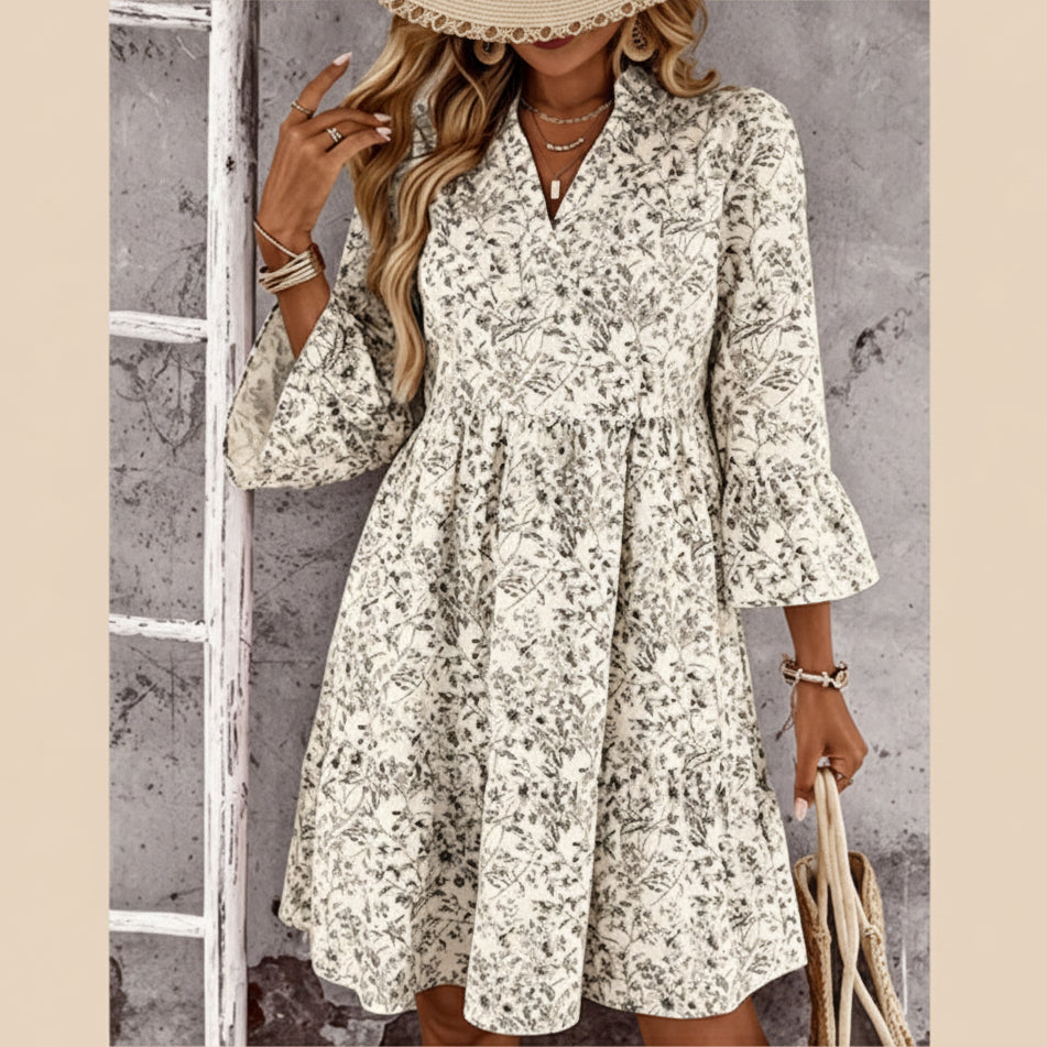 Gloria - Vestido con escote en V y estampado