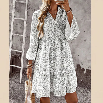 Gloria - Vestido con escote en V y estampado