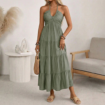 Adriana - Vestido largo con cuello halter y espalda descubierta