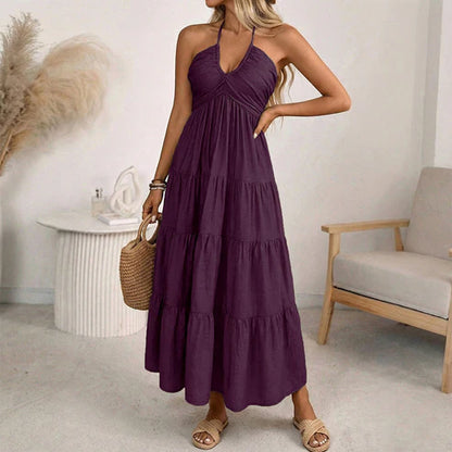 Adriana - Vestido largo con cuello halter y espalda descubierta