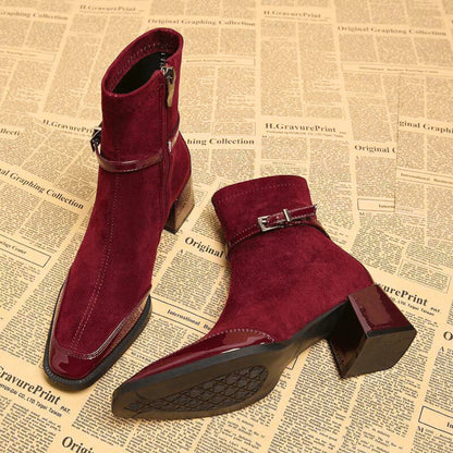 Avenor - Botines de efecto ante con hebilla
